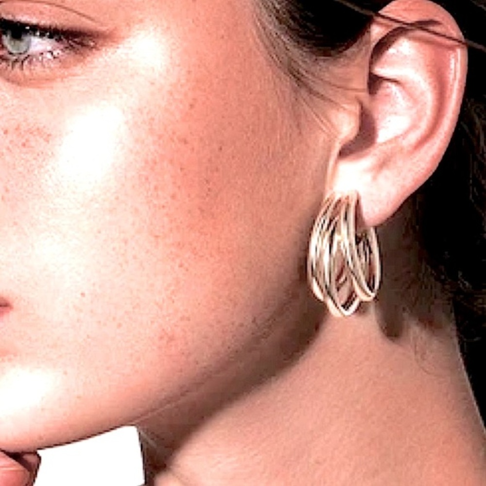 NEW Silver triple hoops trendy classy 3 Layer Hoop Earrings